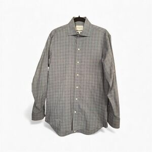 Ledbury Classic Fit Blue Plaid Dress Shirt Mens 15.5 M Professional